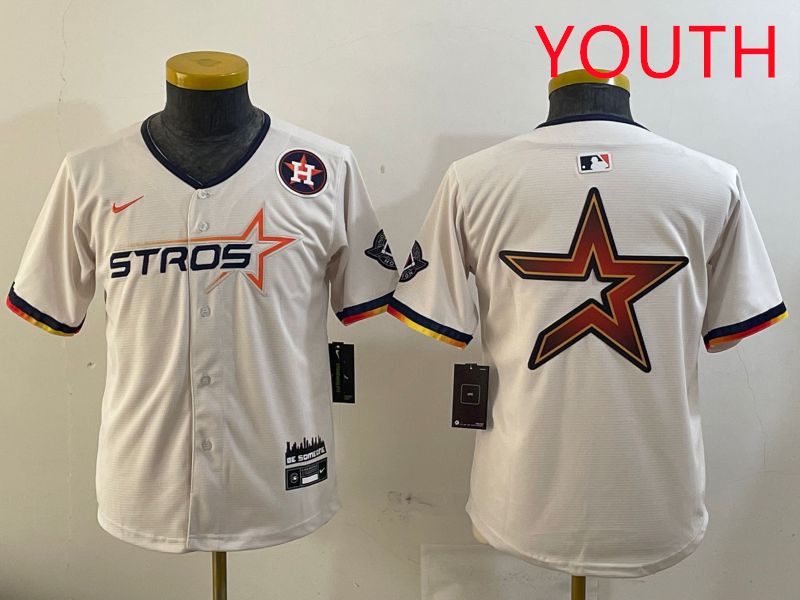 Youth Houston Astros Blank Cream three generations Joint Name 2025 Nike MLB Jersey style 41412